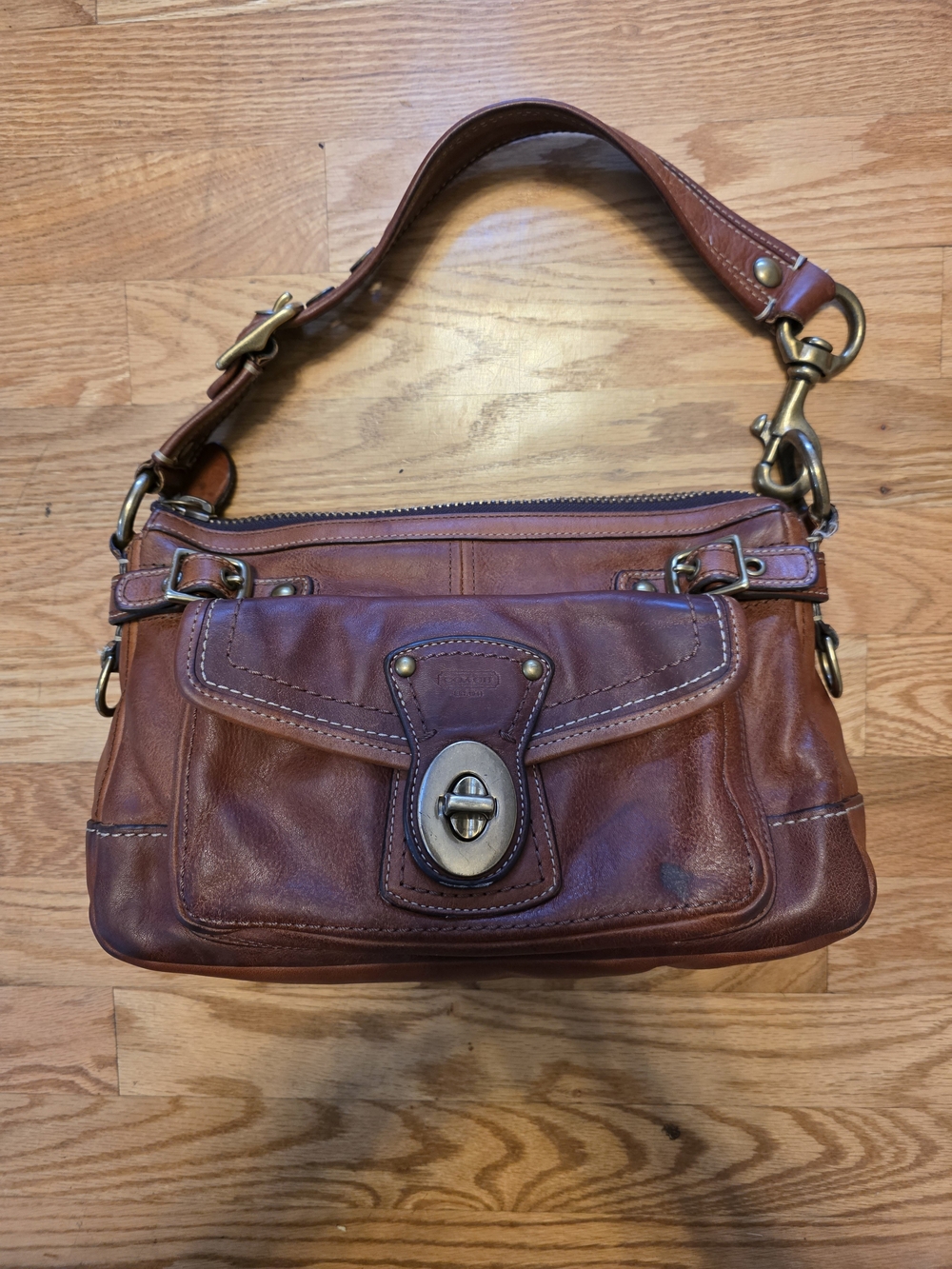 Coach Chestnut Brown 65th Anniversary Legacy Leather Turnlock Shoulder Bag